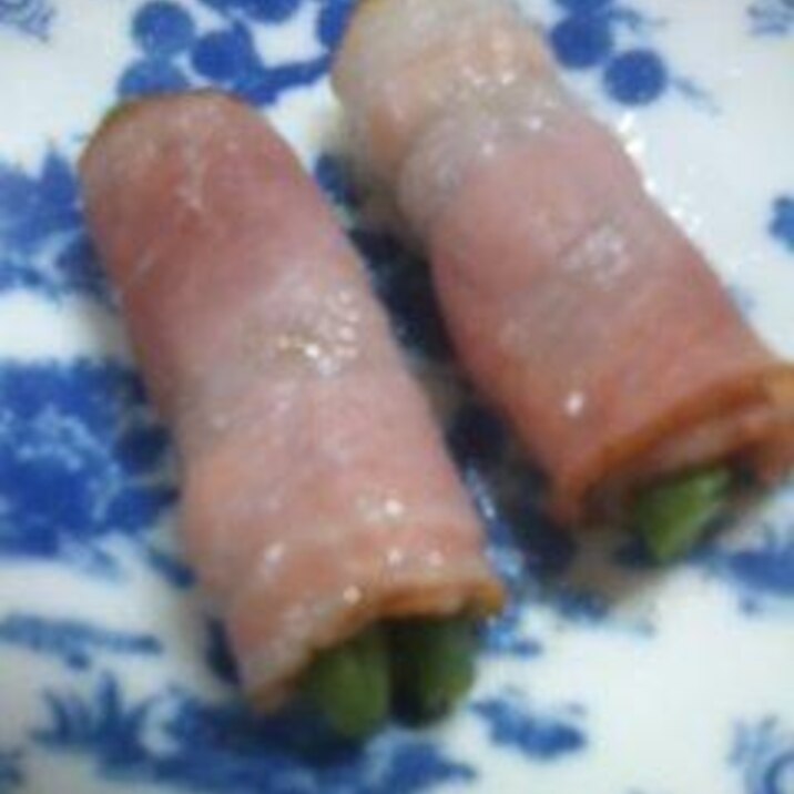 レンジで簡単!インゲンのベーコン巻き
